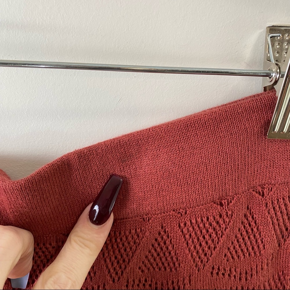 Anthropologie Wide-Leg Crochet Knit Pants in Terracotta - Picture 7 of 14